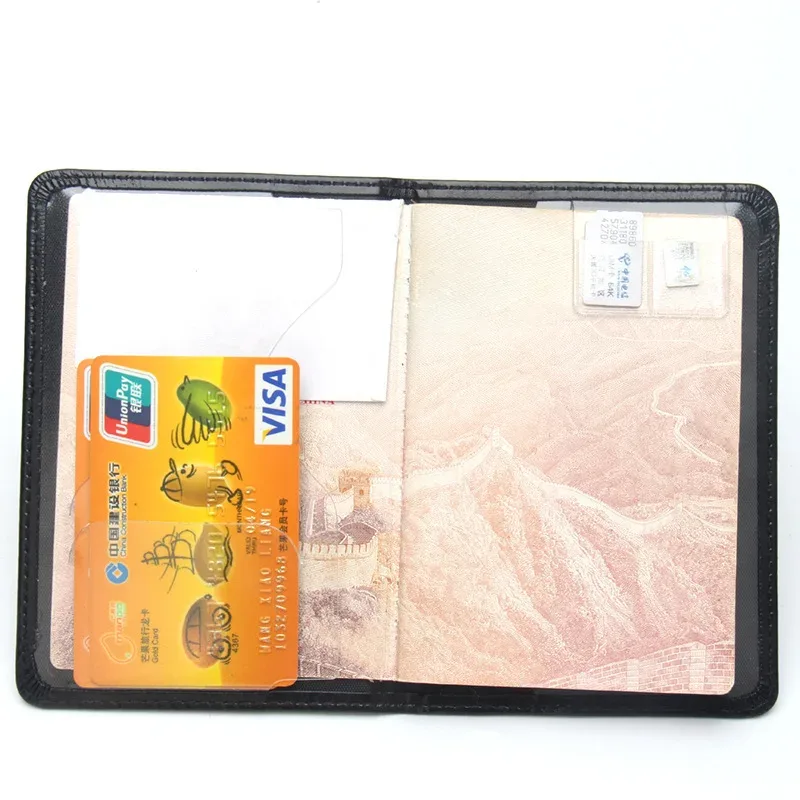 porte-passeport d'affaires léger et portable, protection, design mince, motif un transfrontalier, couverture de passeport unisexe en cuir pu