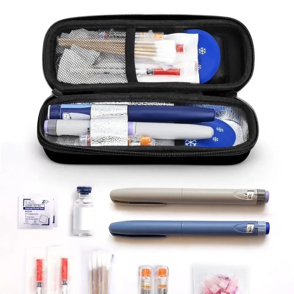étui de voyage refroidisseur d'insuline avec affichage de thermomètre, sac de rangement de médicaments, sac de refroidissement d'insuline étanche pour les diabétiques