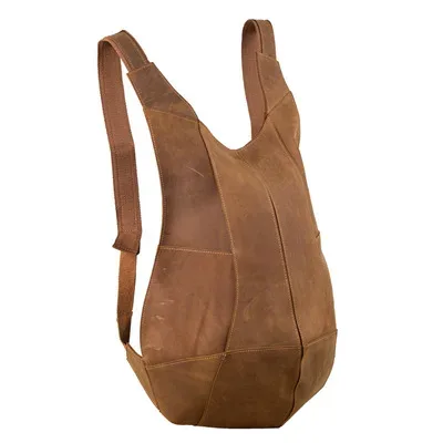 sac à dos en cuir de vache crazy horse pour hommes, sac à dos rétro décontracté marron foncé, 2108