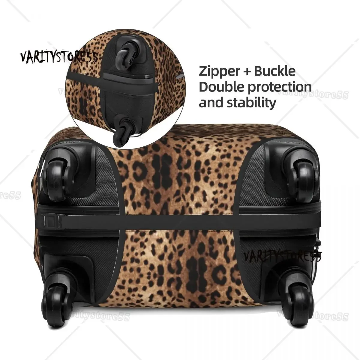 housse de bagage de voyage personnalisée imprimé léopard, housse de protection élastique en peau d'animal pour valise, adaptée à 18 à 32 pouces