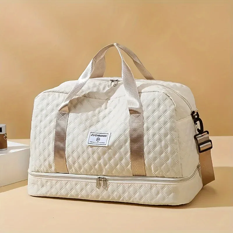 sac de sport de luxe, sac à main de grande capacité, initié et sac fourre-tout à bandoulière avec séparation de support sec, poches latérales pour touristes, voyage, salle de sport