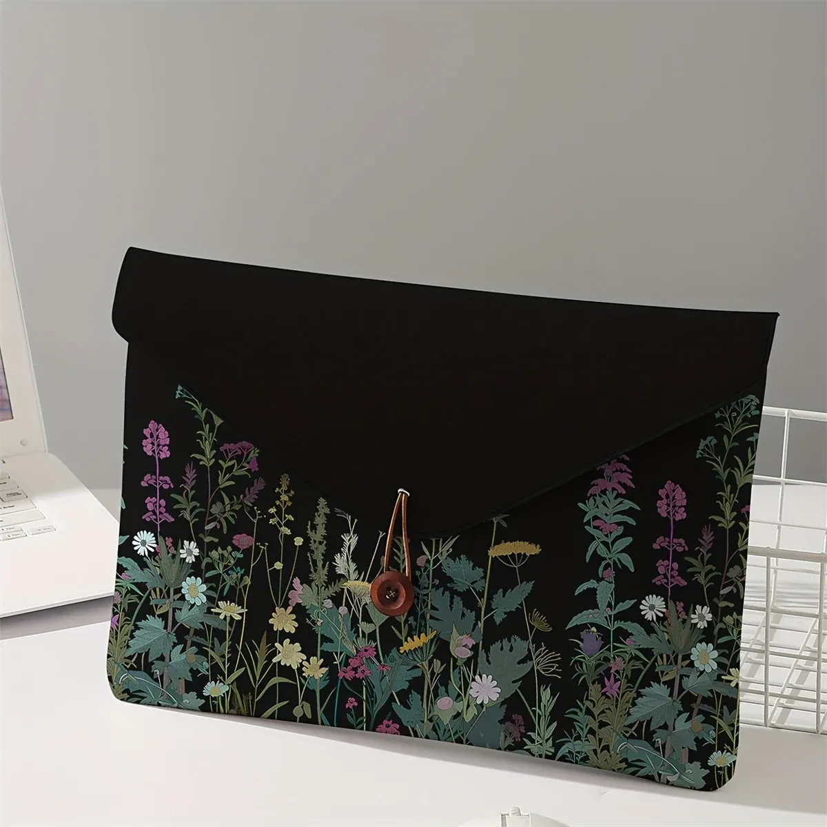sac pour ordinateur portable à motifs de fleurs avec housse en tissu souple pour ordinateur portable, adapté au rangement à couverture souple pour ordinateur portable et au sac de rangement pour tablette