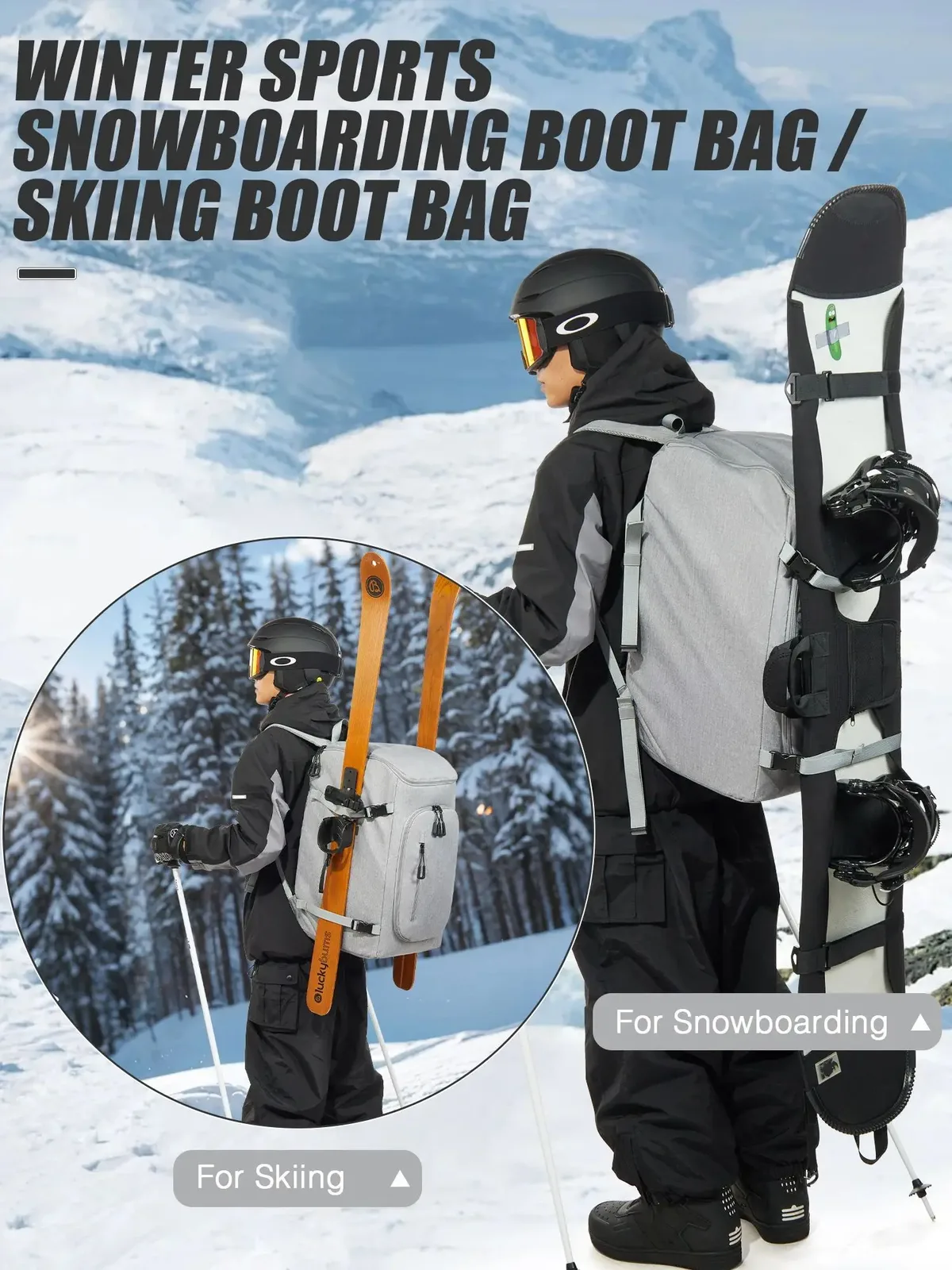 sac à dos sous vide – sac à dos de voyage pour bottes de ski 50l, étanche, sac à dos pour bottes de snowboard pour voyage, magasins, équipement comprenant casque