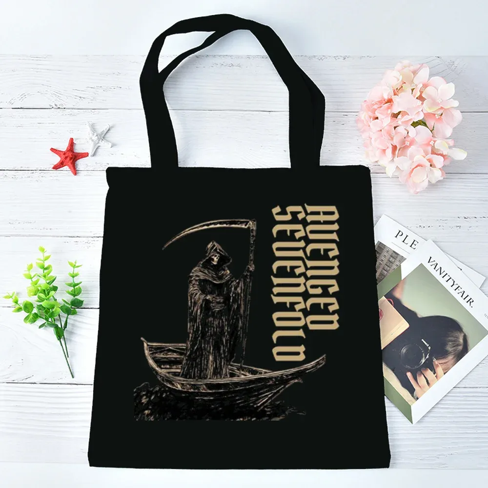 sac fourre-tout avenged sevenfold réutilisable personnalisable, sac à bandoulière, cabas pliable pour femme