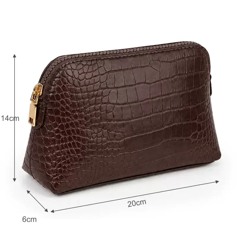 sac de rangement de cosmétiques en cuir pu avec lettres personnalisées, sac de maquillage de couleur unie d'atmosphère simple classique, sac de lavage avancé à fermeture éclair