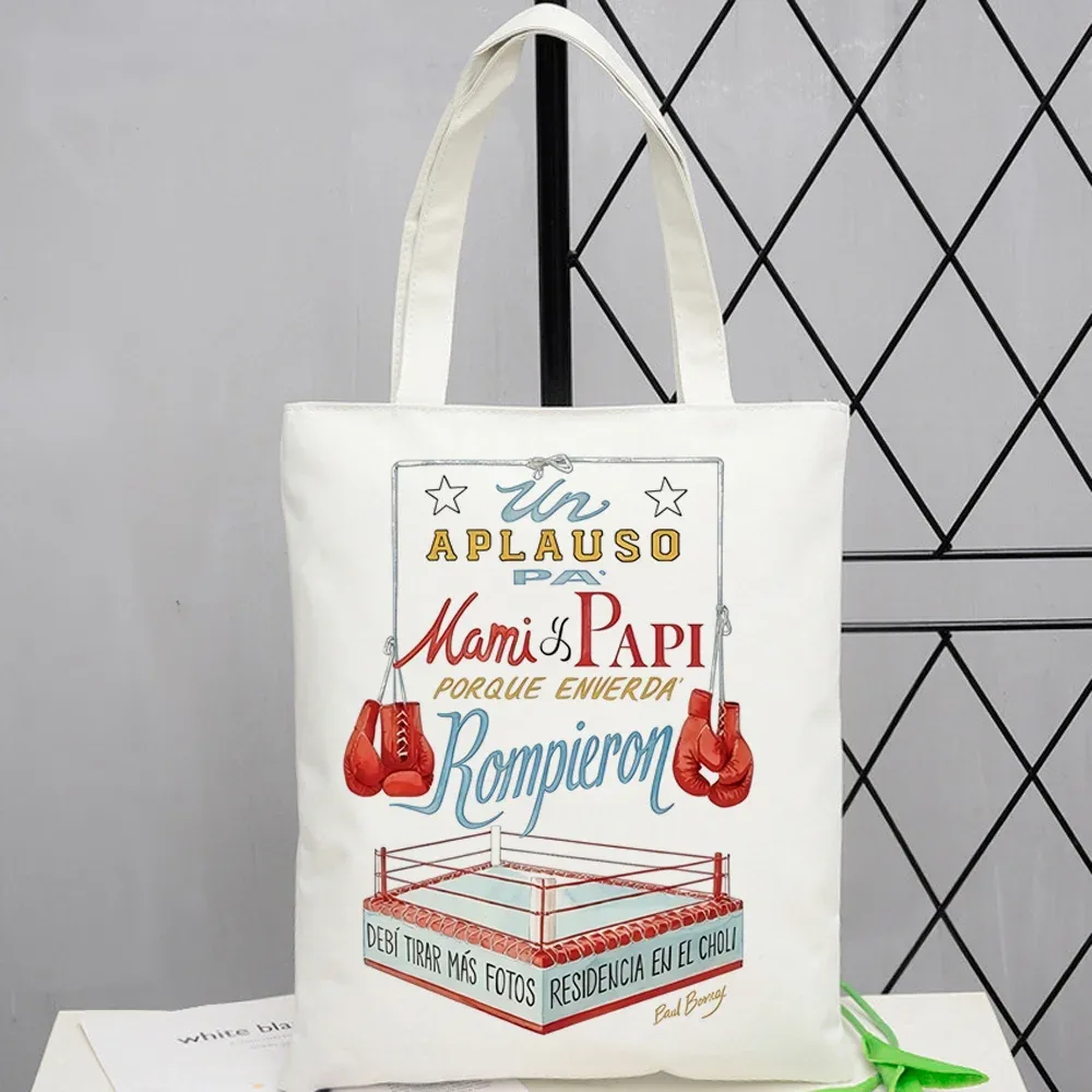 sac fourre-tout bad bunny, sac de courses personnalisable, pliable, réutilisable, à bandoulière, pour femme