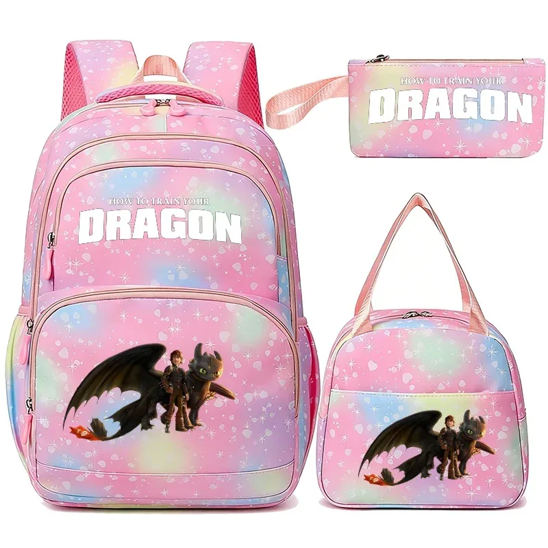 sacs à dos how to train your dragon, 3 pièces, pour femmes et hommes, trousse à crayons, pour adolescentes et garçons, grande capacité, sac à dos pour étudiants, mochilas