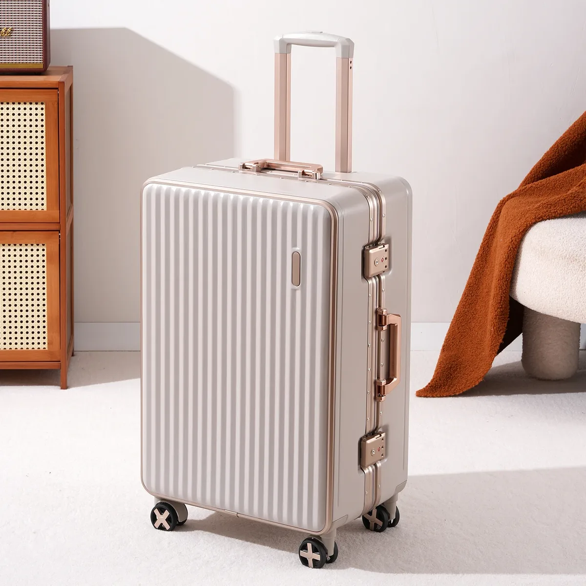 valise de voyage de haute qualité, nouvelle collection, 20 pouces, avec cadre en aluminium, en abs+pc épaissi, disponible en 22/24/26/28 pouces