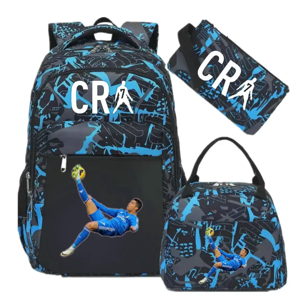 sac à dos pour ordinateur portable cr7, pour femmes et hommes, sacs à dos décontractés pour le sport et le football, sac à dos oxford pour femmes, sac d'école pour hommes, sac de voyage, mochilas 3 pièces