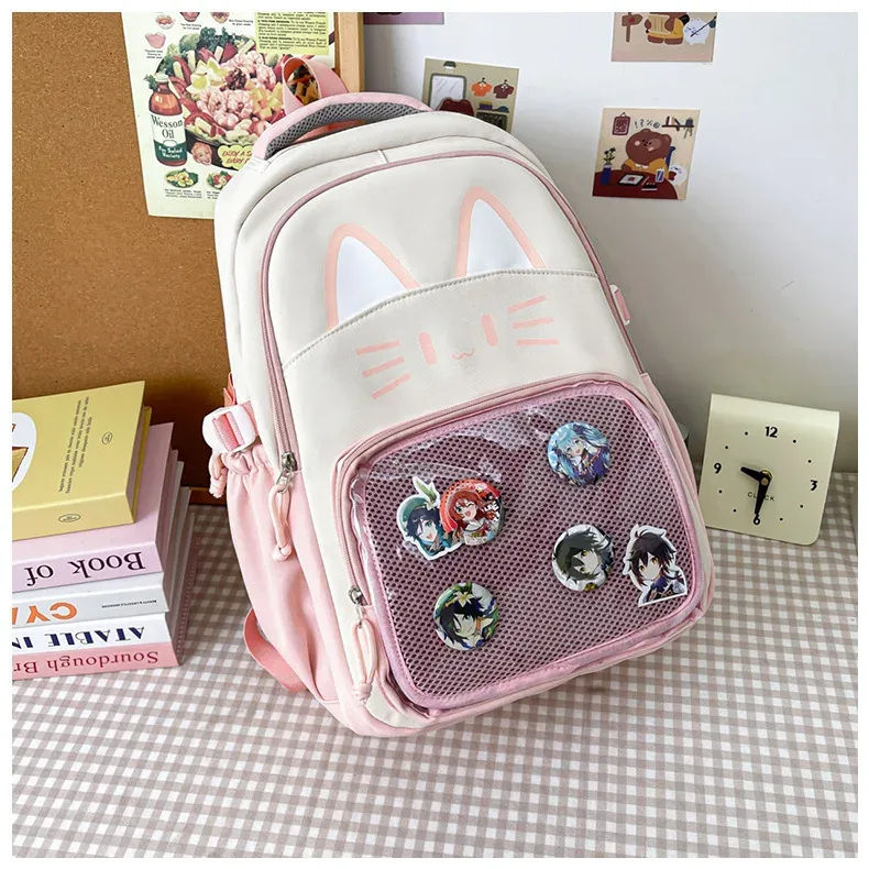haute capacité ita mochilas mujer chat mignon pratique mochila japon style sac étudiant sac à dos spacieux sacs durables pour femme