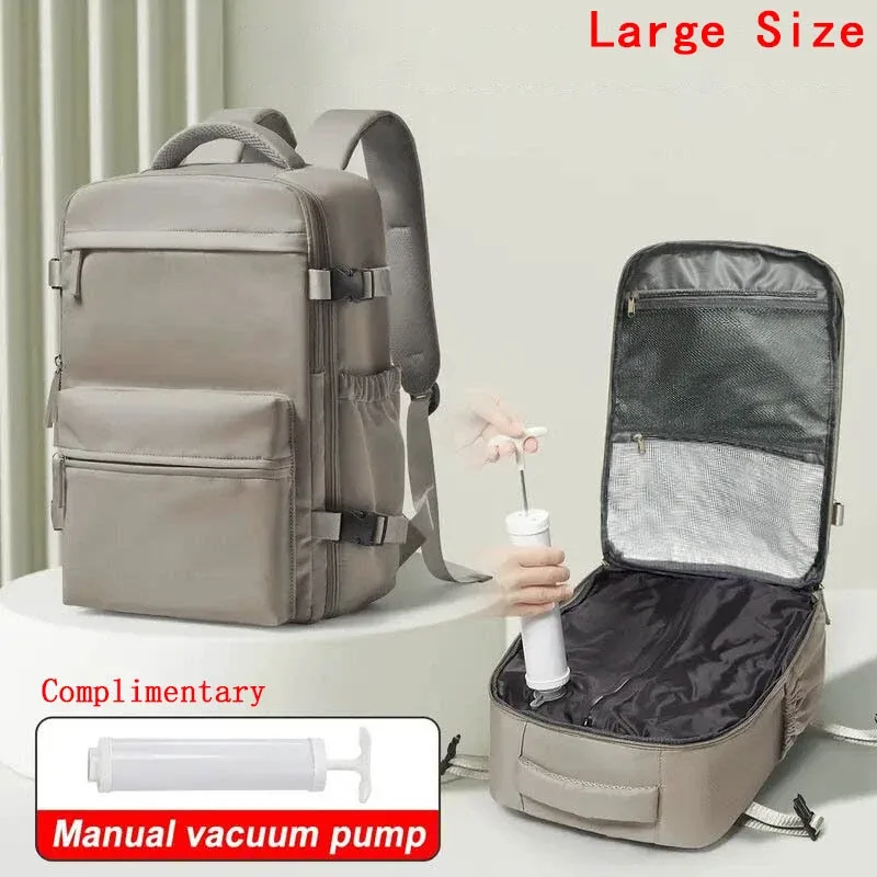 sac à dos de voyage avec compression sous vide, sac à dos professionnel pour ordinateur portable 15,6 pouces, sac de rangement pour vêtements, sac à dos de voyage extensible