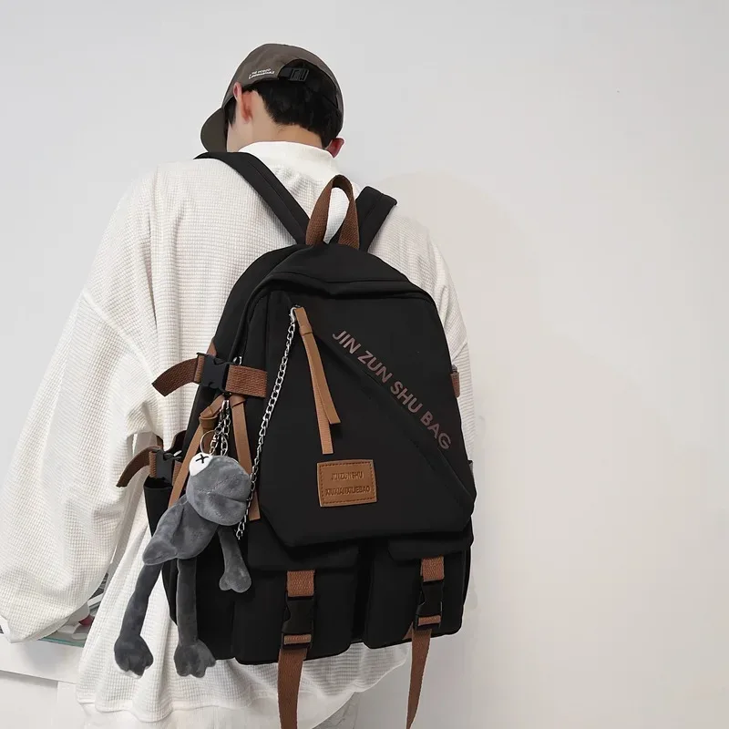 nouveau sac à dos simple de grande capacité harajuku campus couple loisirs ordinateur voyage lycée cartable