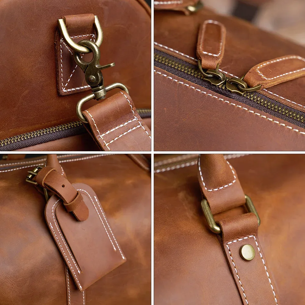 nupugoo – sac de voyage vintage en cuir véritable pour hommes, bagage à main boston, sac de sport de grande capacité, épaule pour ordinateur portable de 16 pouces