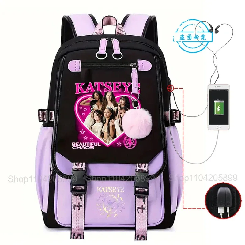 sac à dos katseye kpop mochila pour garçons et filles, sac d'école, sac de voyage quotidien, sac à dos décontracté pour ordinateur portable