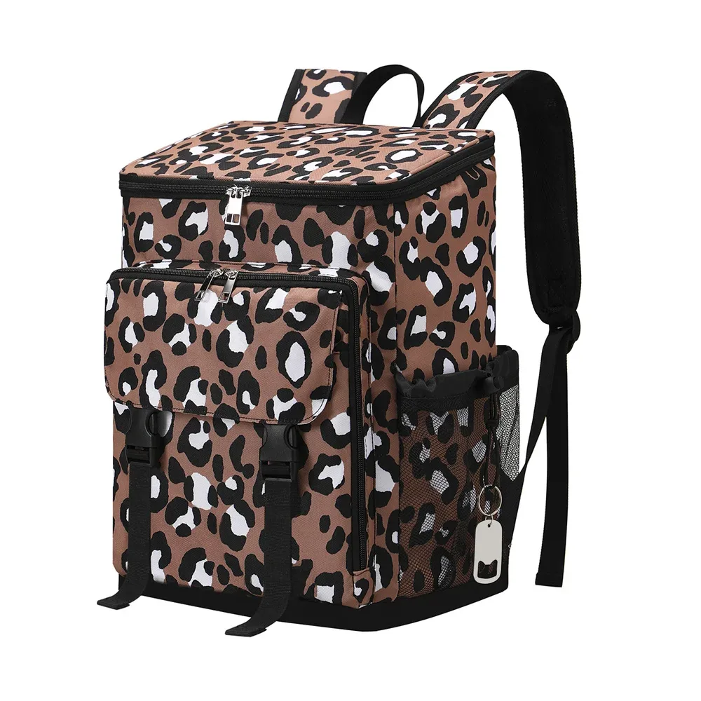 léopard refroidisseur sac à dos doux isolé sac isotherme plage étanche oxford refroidisseur déjeuner sac à dos pour randonnée canettes de shopping été