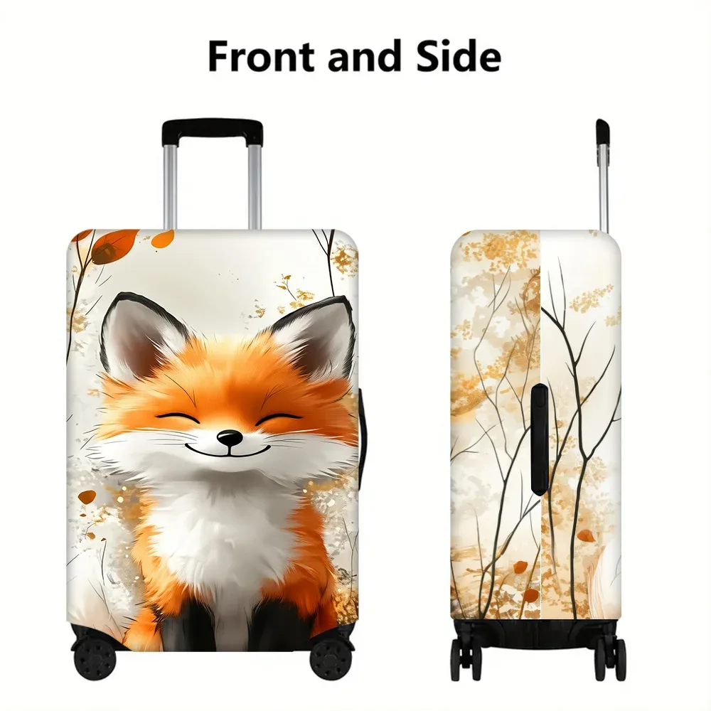 1 housse de bagage avec imprimé renard souriant mignon. s'adapte aux valises de 18 à 32 pouces ; protège efficacement vos bagages.