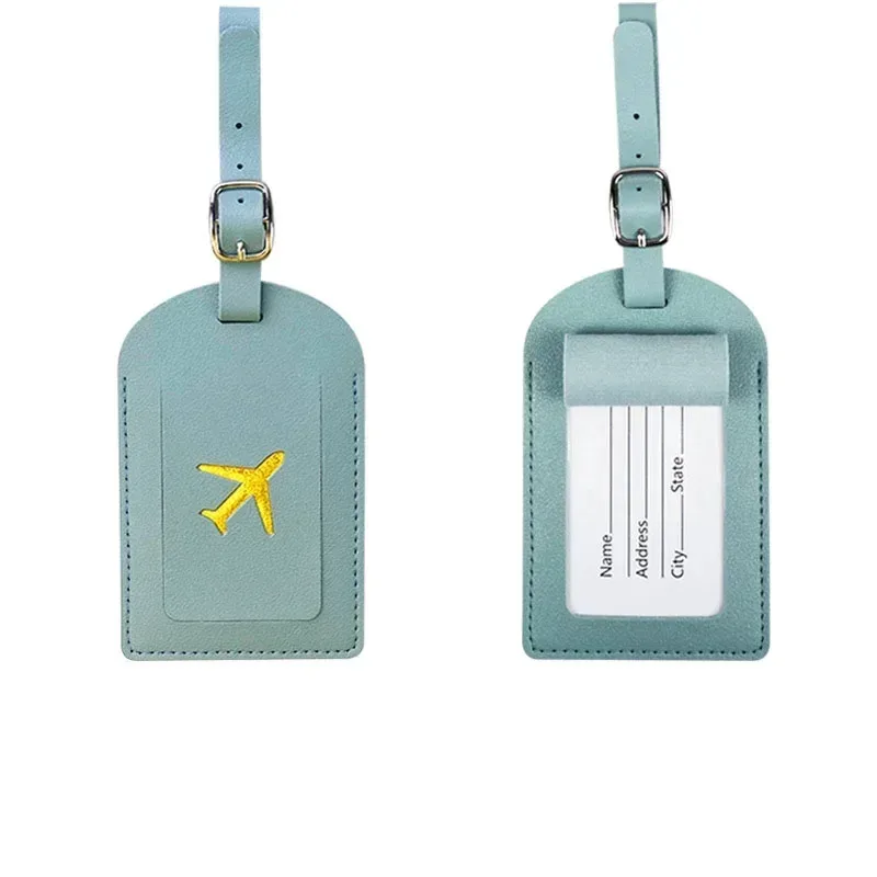 étiquettes de bagage colorées en cuir pu pour femmes et hommes, avec nom, cartes d'identité, étiquettes de valise pour bagages, sacs de voyage