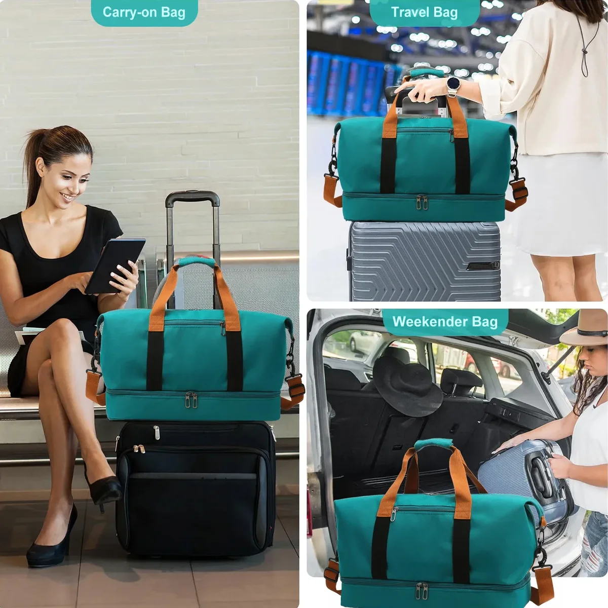sac de voyage élégant et tendance, grande capacité, sac de sport et de gym avec compartiment à chaussures indépendant, sac de week-end et de nuit