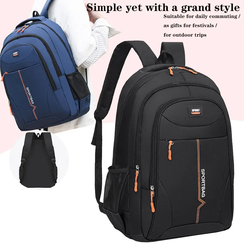 Sac à dos fonctionnel multi-poches, sac à dos en nylon avec fermeture éclair sécurisée, adapté à la randonnée, aux voyages de week-end et au travail au bureau