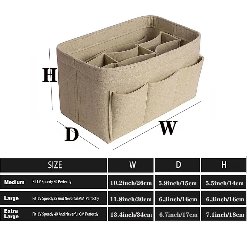 sac d'insertion d'organisateur de maquillage pour sac à main, sac à cosmétiques portatif de sac à main intérieur de voyage, sacs à cosmétiques adaptés à speedy neverfull