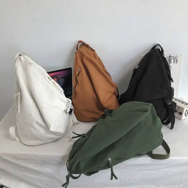 sac à dos de couleur unie pour femmes 2026 en toile lavée, pour adolescentes, filles, sacs d'école, sacs de voyage, sac à dos pour hommes, grande capacité, sac de jour