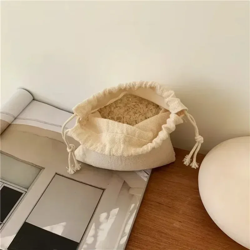 sac à cordon de couleur unie simple japonais pour femmes, pochette de rangement à cordon, sac de maquillage mignon, cadeau de noël, organisateur de bonbons et de bijoux