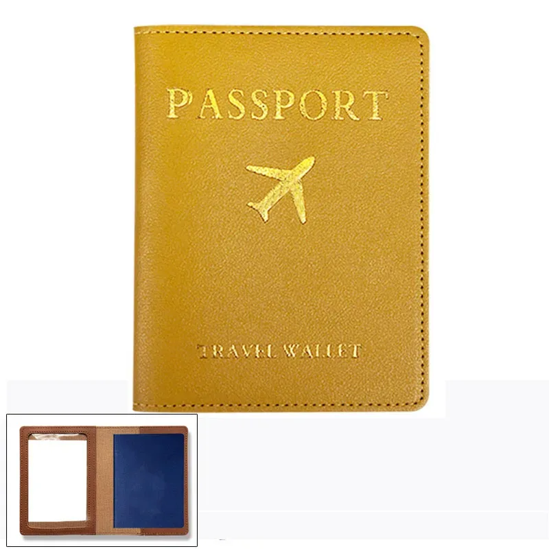 porte-passeport en cuir pu pour femmes et hommes, clip multifonctionnel pour billet d'avion, portefeuille et étui pour carte d'identité, 1pc