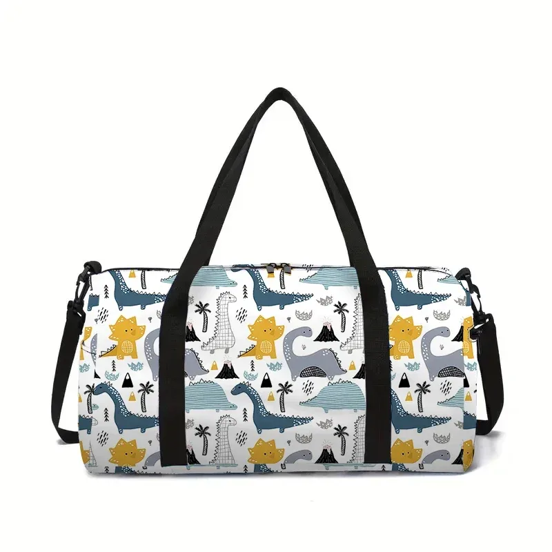 sac à bagages de grande capacité avec motif de dinosaure de dessin animé pour garçons/filles, meilleurs cadeaux, sac de fitness extérieur 2d pour enfants