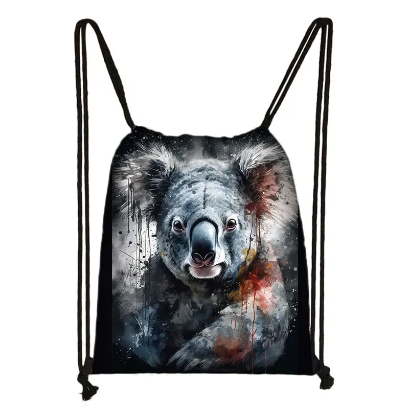 sac à dos imprimé animal théâtre l loup éléphant cheval, sacs à cordon de proximité pour femmes, sac de rangement mode pour adolescentes, sacs à livres kawaii pour filles, cadeau
