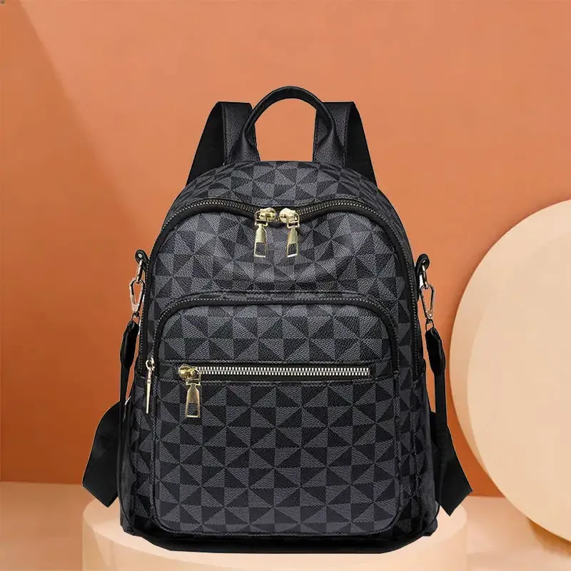 sac à dos imprimé en pu souple pour usage quotidien, rangement multi-couches, sac à la mode à sangle réglable pour femmes, idéal pour un style décontracté et urbain
