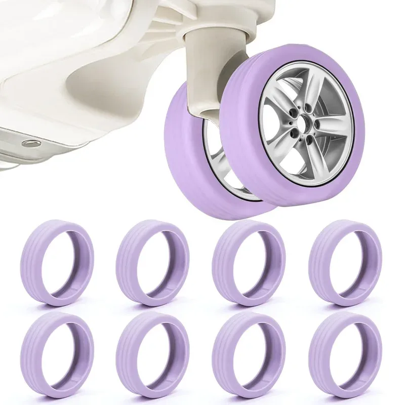 protecteur de roues de bagages en silicone, 8 pièces, roulettes, chaussures, valise de voyage, réduit le bruit, accessoires de couverture de protection