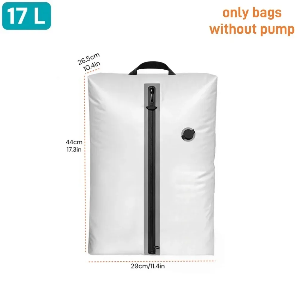 sacs de rangement sous vide, cubes de rangement, étanches ip67, en pu et polyester, 17l, souples, portables, blanc, noir, rose, sac de voyage, pompe vendue séparément
