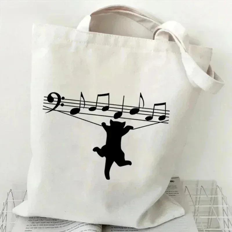 sac à bandoulière en toile pour femme, motif « just a girl who loves cats », sac de shopping, sac fourre-tout pour étudiante, sac à main motif chaton de dessin animé