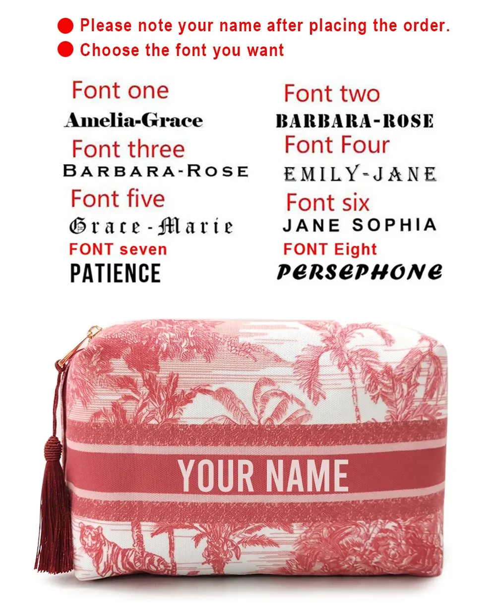 sac de maquillage personnalisé avec nom imprimé, grande capacité, trousse de toilette pour femmes, sac de rangement, cadeau pour demoiselle d'honneur