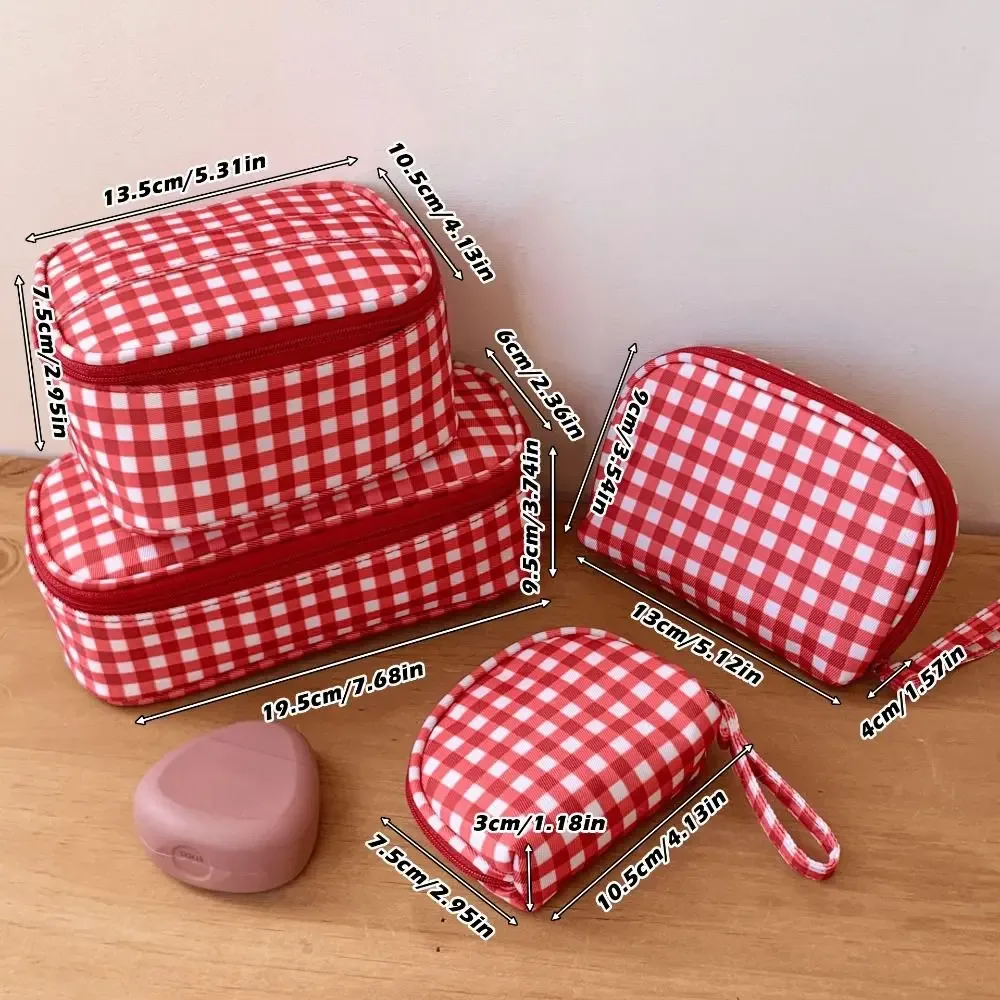 sac de maquillage à grille rouge de haute qualité, sac de toilette portable multi-tailles, pochette cosmétique, sacs et étuis cosmétiques pour femmes