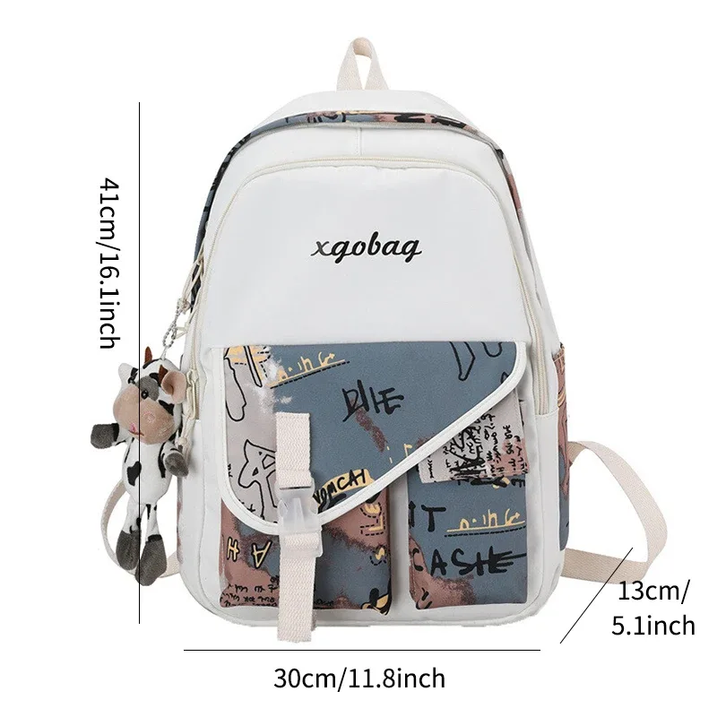 tinyat sac à dos d'école en toile vintage pour filles, sac à livres esthétique avec poches cachées, sac d'université léger pour le sport, la salle de sport
