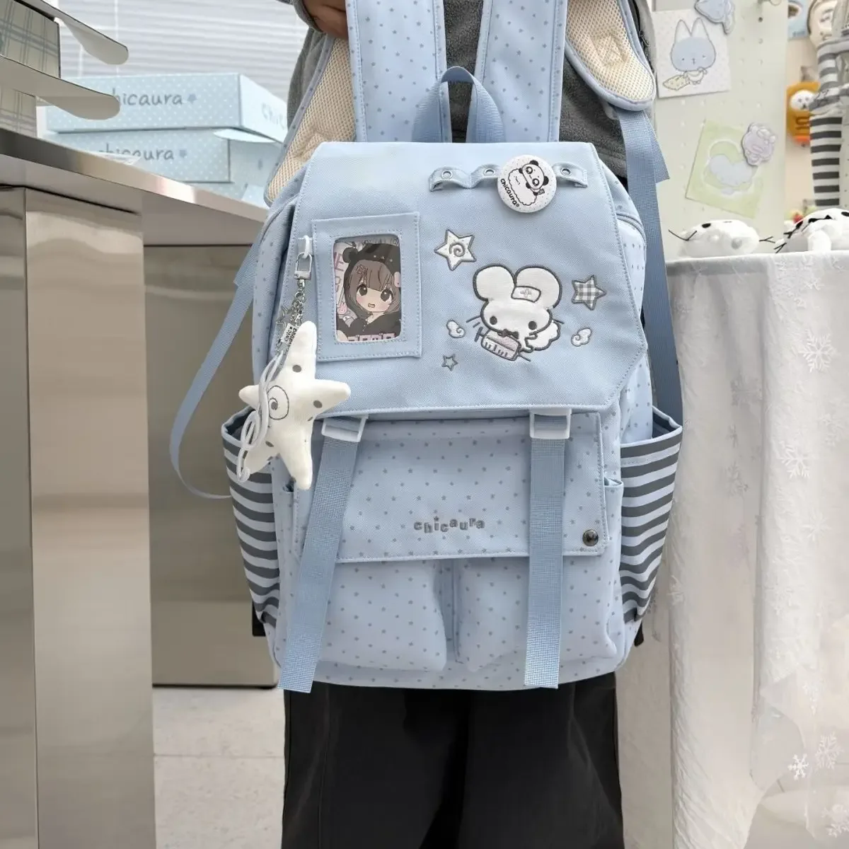 sac à dos grande capacité style japonais avec oreilles de lapin mignonnes, sac ita kawaii, sacs de rangement, sac d'école pour étudiants, sac de voyage, sac pour femme