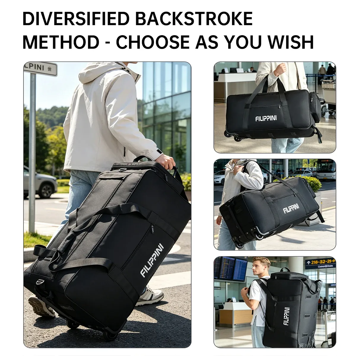 sac de voyage pliable imperméable pour bagages à main avec grande capacité pour ranger les bagages, valise à roulettes et compartiments divisés