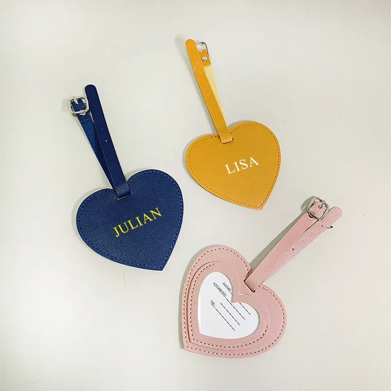 étiquette de bagage personnalisée en cuir pu avec nom et lettres diy, étiquette de valise de luxe en gros, breloque de sac cadeau pour anniversaire de mariage