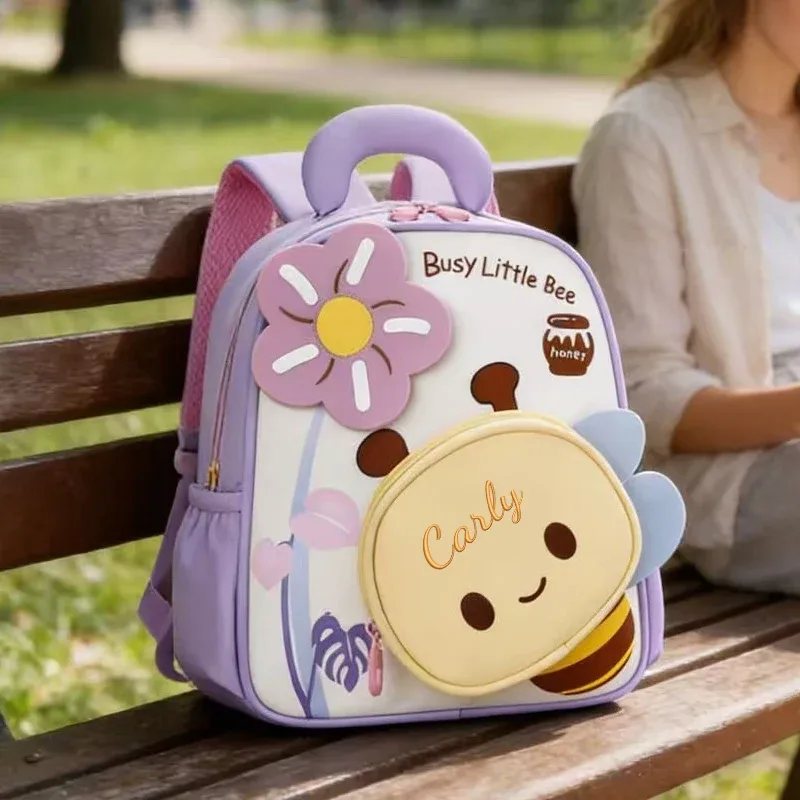 broderie personnalisée/style standard 2 options, sac à dos cartoon little bee, sac à dos mignon à double bandoulière, saison rentrée scolaire