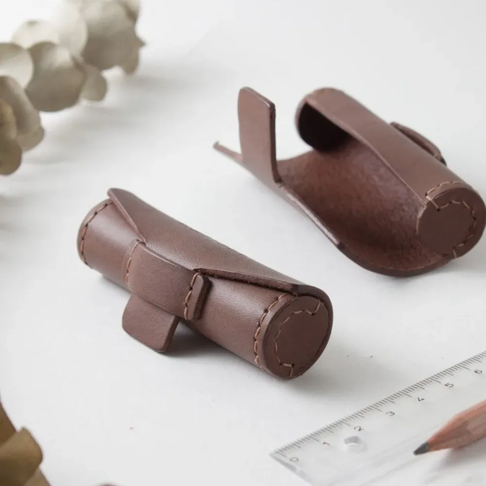 boîte à rouge à lèvres ronde en cuir exquis, sac de rangement multifonctionnel scellé, design cylindrique 3d, étui à rouge à lèvres en cuir