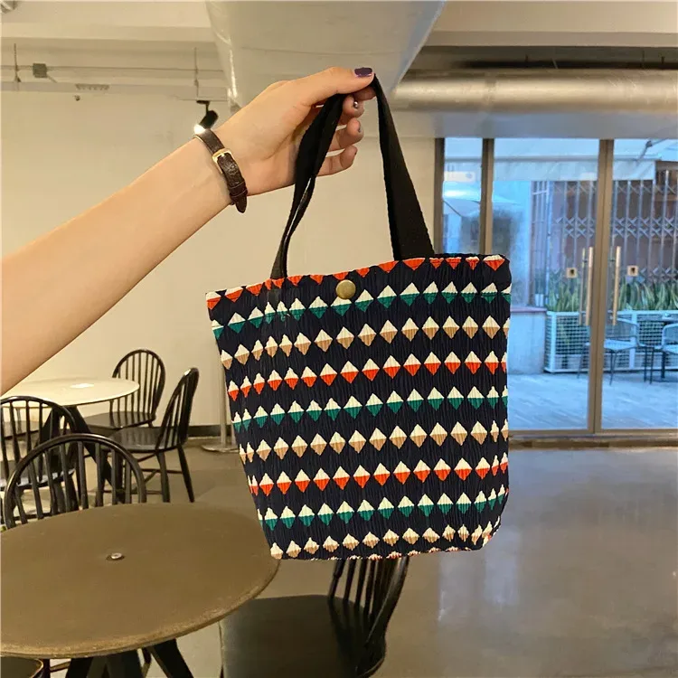 petit sac fourre-tout en velours côtelé de style coréen pour femmes et filles, mini sacs à main, sacs à lunch, shopping, grill, poudres à main, mignon