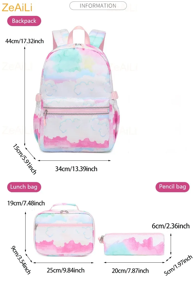 lot de 3 sacs à dos mignons pour étudiants et adolescents, motif patte de chien et chat, couleur violette, avec sac à déjeuner, sac de voyage coloré, sacs d'école pour garçons et filles, ensembles de mochilas