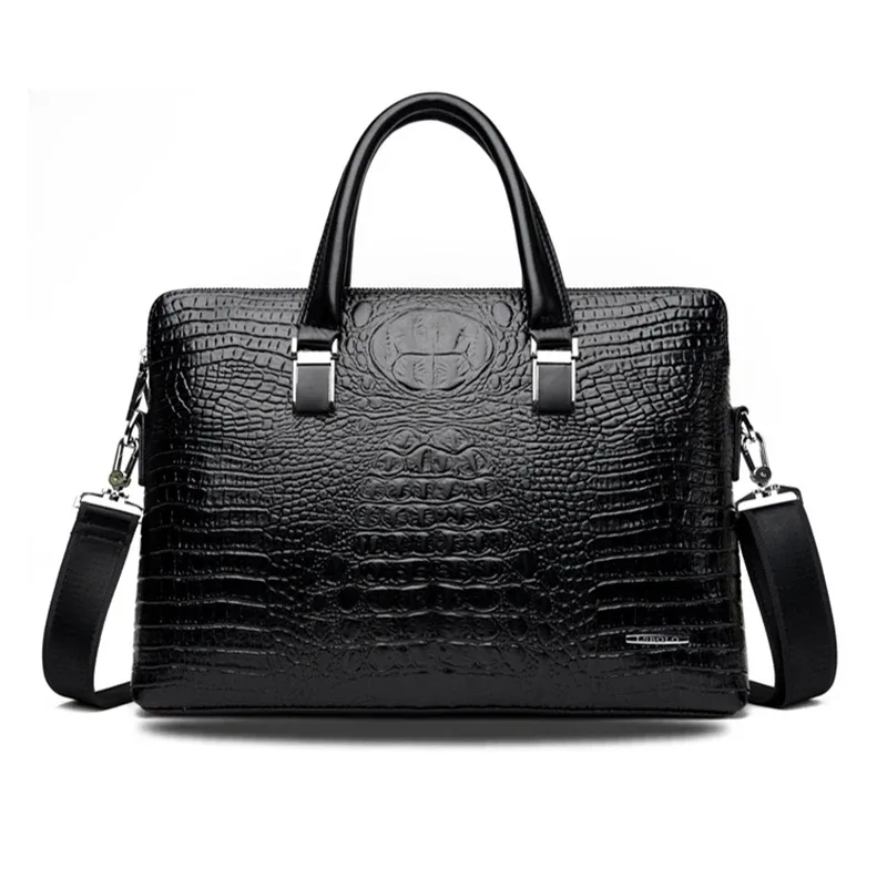 porte-documents en cuir pu pour homme, fourre-tout crocodile alligator, sac à main pour ordinateur portable 14, sacoche d'affaires à bandoulière
