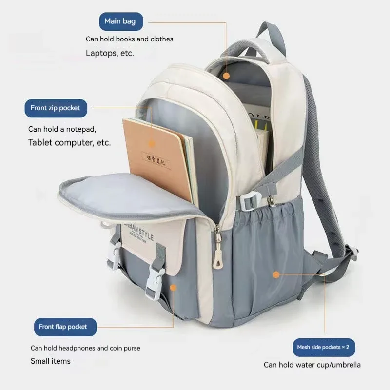 sac à dos de loisirs de grande capacité pour femmes, sac à dos de style collège, voyage, collège, lycéennes, mode, nouveau, 2024