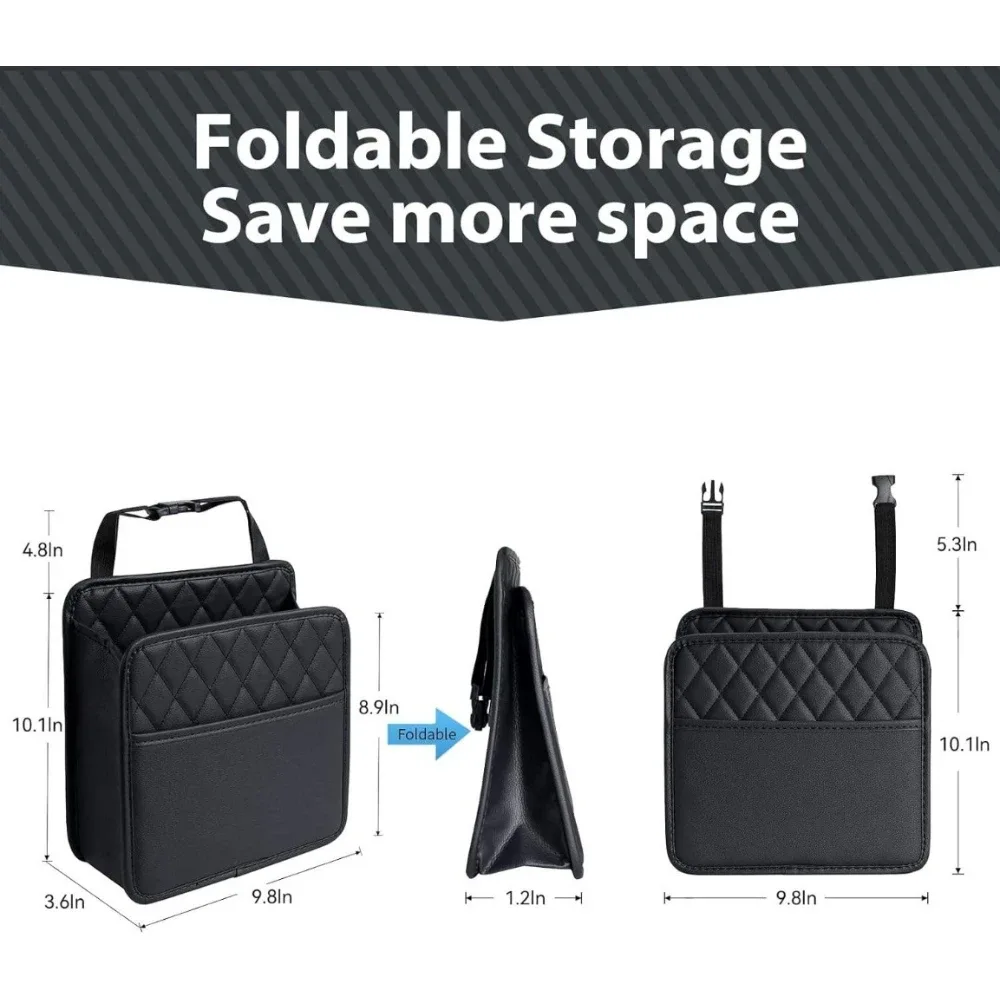 sac de rangement universel pour siège de voiture, en cuir imperméable, organisateur suspendu multifonctionnel, pliable, poubelle intégrée, grande capacité