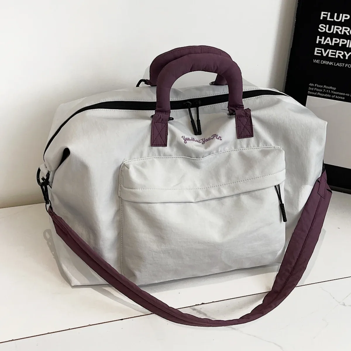 sac de voyage portable pliable pour hommes, sac à bagages léger de grande capacité pour courtes distances, boîtier de chariot de voyage fitness avec sac supplémentaire pour le camping et le shopping