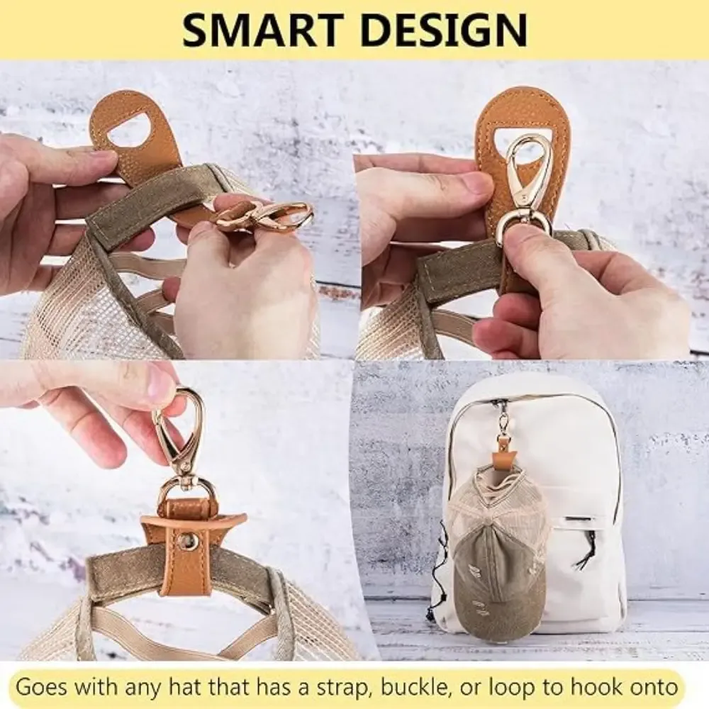clip de fixation pour chapeau en cuir pu durable, couleur unie, pour sac de voyage, sangle de chapeau, boucle de portefeuille, support de chapeau, bagages