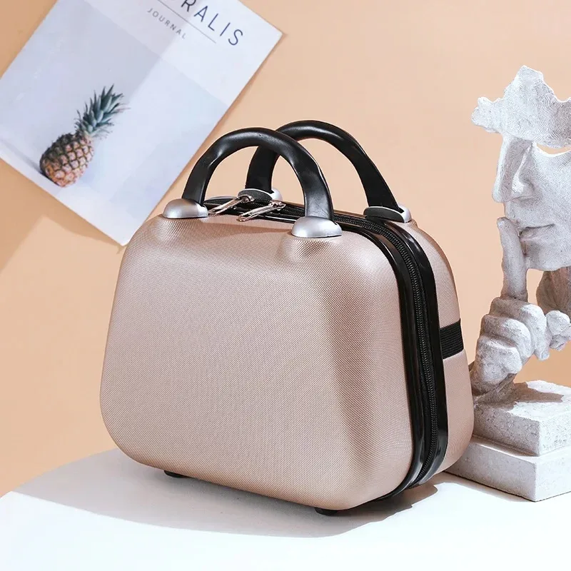 sac de maquillage de voyage pour femmes de 14 pouces, mini valise compacte en plastique abs, design uni, idéal pour un usage personnel
