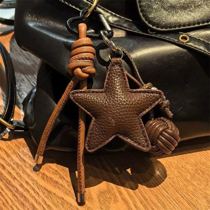 porte-clés tressé étoile pour femme, breloque de sac à main tendance, accessoire de sac personnalisé diy, petit cadeau, porte-clés pour sacs bandoulière